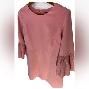 Ann Taylor Midi Sheath Dress Bell Sleeves Lined Pink Women's 10P Valentine Date